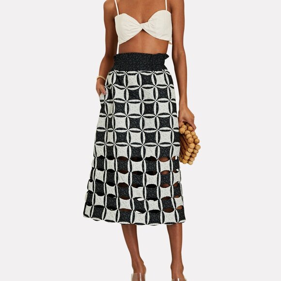 NWT SEA NY Designer Quilted Catalina Cutout Midi Skirt Size Medium - Picture 1 of 9
